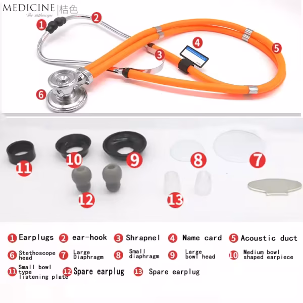 Factory Direct Sales Multi-Functional Double-Tube Medical Clock Professional Doctor Stethoscope Hour AudibleFetal Heart customised - Image 6