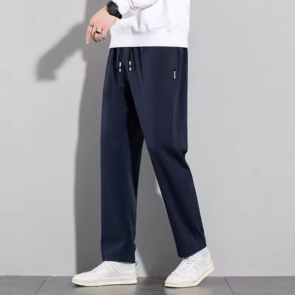 Ice Silk Men's Pants 2025 Summer New Black Gray Thin Business Casual Pants Outdoor Elastic Breathable Straight Leg Sweatpant - Image 5