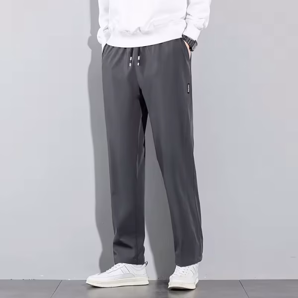 Ice Silk Men's Pants 2025 Summer New Black Gray Thin Business Casual Pants Outdoor Elastic Breathable Straight Leg Sweatpant - Image 4