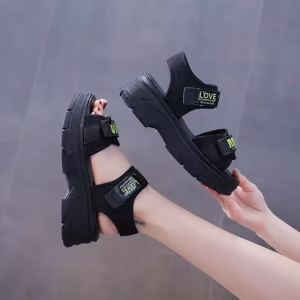 Women's Thick Heel Sandals Summer - New Sport Casual Platform Slippers Beach Shoes with Magic Tape for Students
