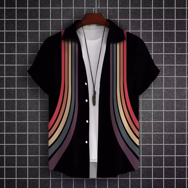 Summer Men's Shirt Summer Casual Fashion Short Sleeved Shirt Men Loose Breathable Hawaiian Shirt Man Casual Men's Clothing Top - Image 3