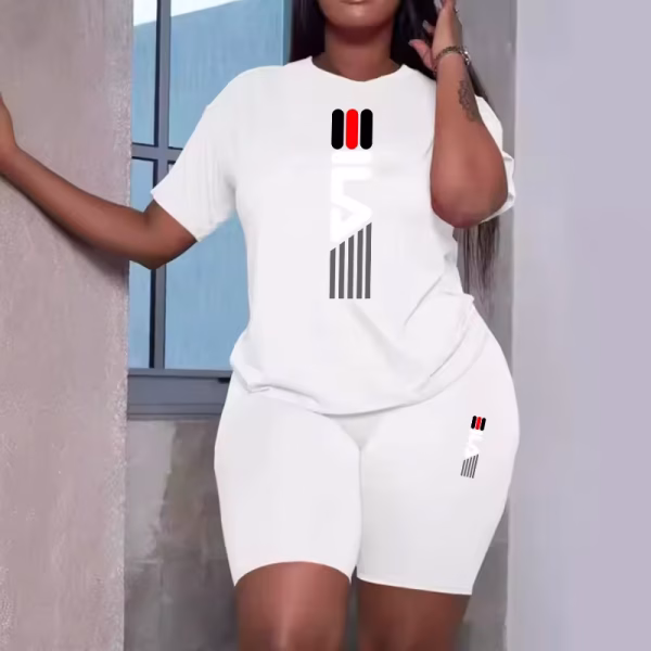 2025 Summer Hot Sale Women Tracksuit 2pcs Set 0-neck T-shirt Tight Shorts High Quality Ladies Outdoor Casual Sports Jogging Suit