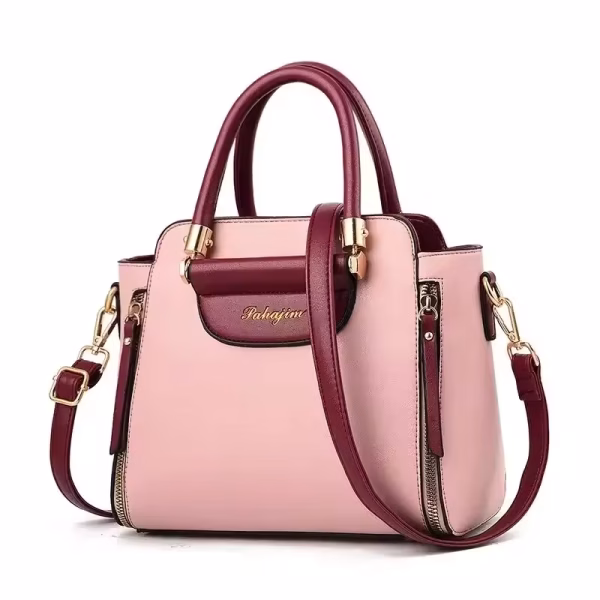 Fashion Color Contrast Handbag, Stitching Striped Crossbody Bag Women's Elegant Office & Work Purse - Image 2
