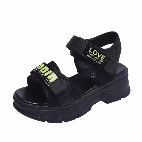 Women's Thick Heel Sandals Summer - New Sport Casual Platform Slippers Beach Shoes with Magic Tape for Students - Image 5