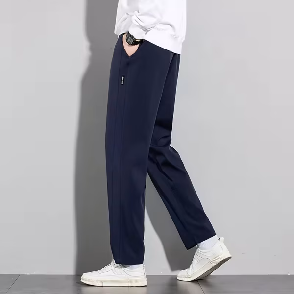 Ice Silk Men's Pants 2025 Summer New Black Gray Thin Business Casual Pants Outdoor Elastic Breathable Straight Leg Sweatpant - Image 2