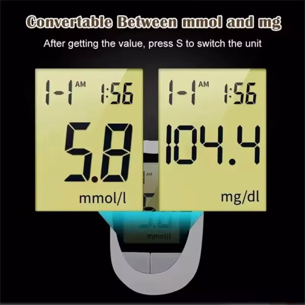 AJC Blood Glucose Meter Glucometer Kit Code Free Diabetes Test 50/100pcs Strips With Lancets Medical Blood Sugar Mg/mmol - Image 2