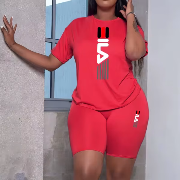 2025 Summer Hot Sale Women Tracksuit 2pcs Set 0-neck T-shirt Tight Shorts High Quality Ladies Outdoor Casual Sports Jogging Suit - Image 2