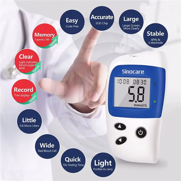 Sannuo Sinocare Safe ACCU2 Blood Glucose Meter Blood Sugar Test Kit Diabetes Home Glucometer with 50pcs Strips or only strips - Image 2
