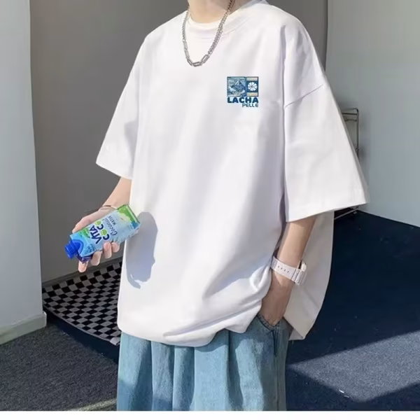 8XL Korean Loose Fitting T-shirt Fashion American Japanese Fuji Printed T-shirt with Soft Men Versatile Double Outfi - Image 3