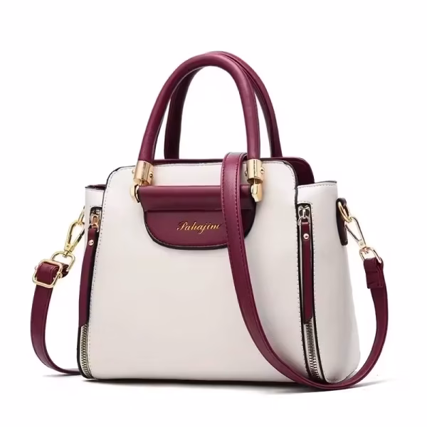Fashion Color Contrast Handbag, Stitching Striped Crossbody Bag Women's Elegant Office & Work Purse - Image 3