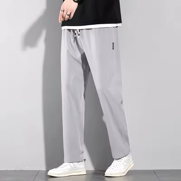 Ice Silk Men's Pants 2025 Summer New Black Gray Thin Business Casual Pants Outdoor Elastic Breathable Straight Leg Sweatpant - Image 6