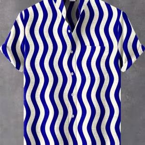 New men's striped linen short-sleeved shirts, comfortable button-down shirts, Hawaiian shirts, fast delivery