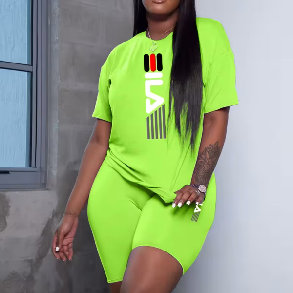 2025 Summer Hot Sale Women Tracksuit 2pcs Set 0-neck T-shirt Tight Shorts High Quality Ladies Outdoor Casual Sports Jogging Suit - Image 5