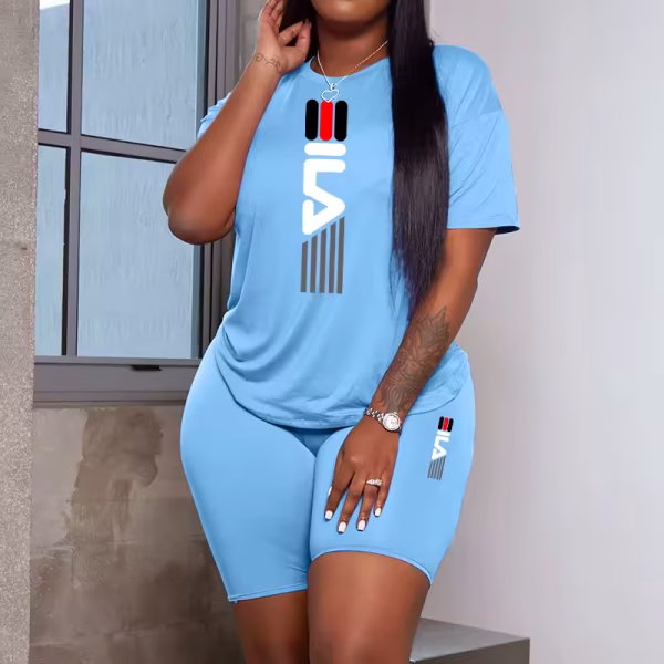 2025 Summer Hot Sale Women Tracksuit 2pcs Set 0-neck T-shirt Tight Shorts High Quality Ladies Outdoor Casual Sports Jogging Suit - Image 6