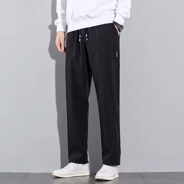 Ice Silk Men's Pants 2025 Summer New Black Gray Thin Business Casual Pants Outdoor Elastic Breathable Straight Leg Sweatpant - Image 3