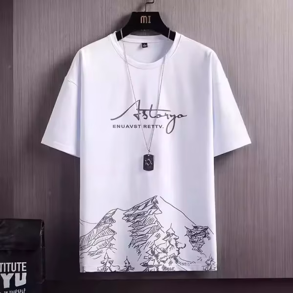Summer Men's Sport Suit Unique Versatile Trendy Student Ice Silk T-Shirt Short Sleeves 2-Piece Set Loose Fit 2-Piece Set - Image 3